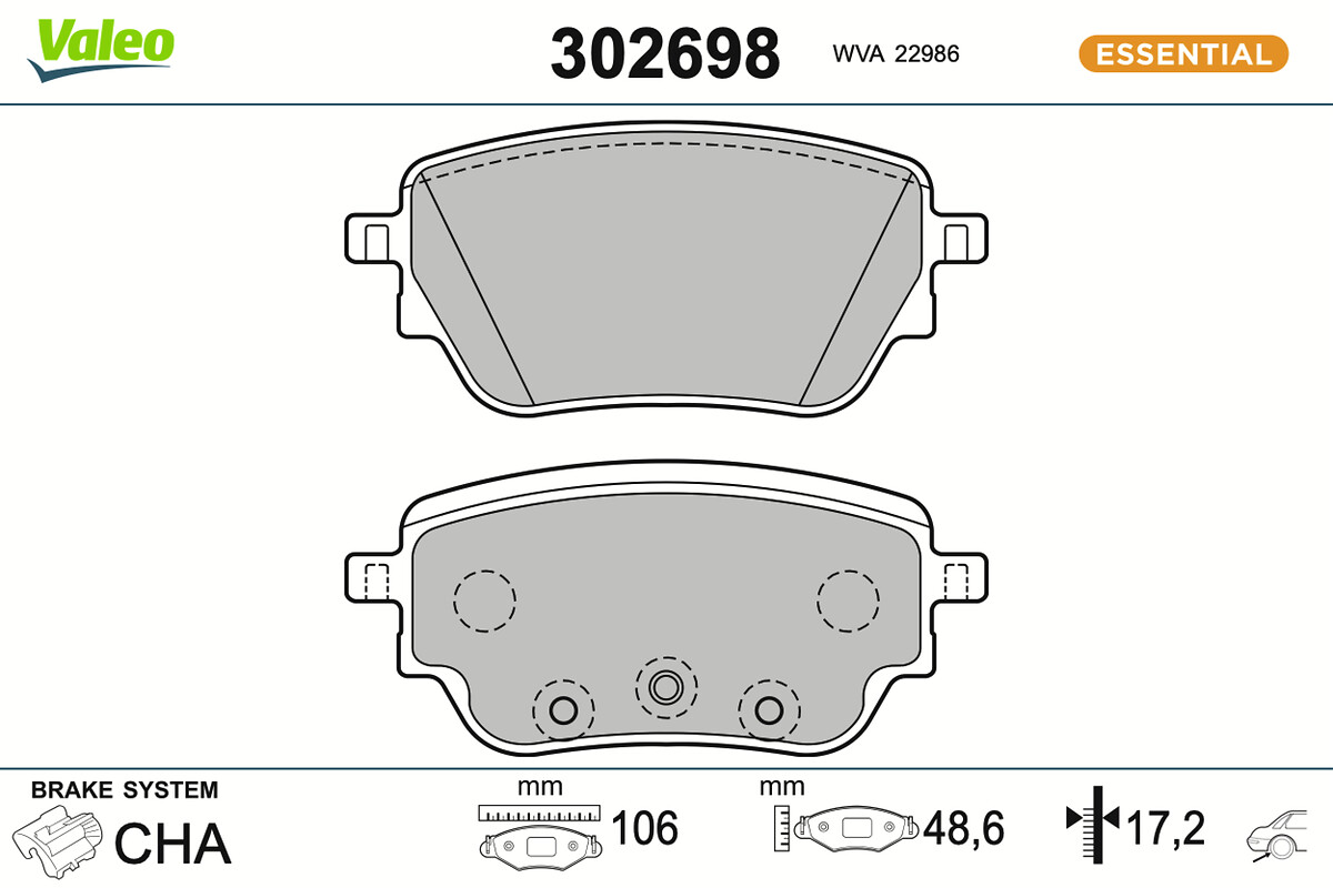 Комплект тормозных колодок, дисковый тормоз - 302698 VALEO